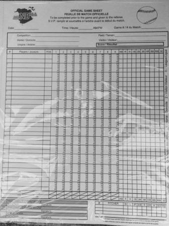 Baseball Scoresheet pic